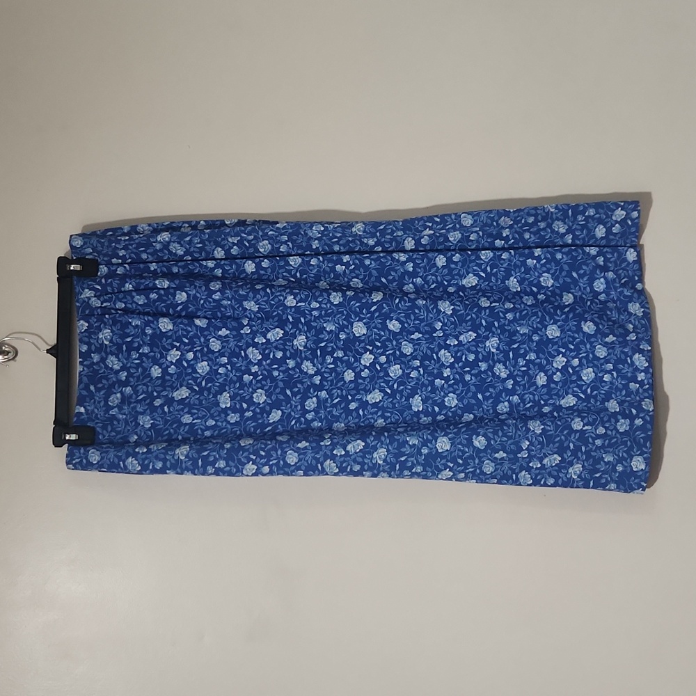 Women's Judith Hart blue & white floral faux wrap maxi skirt with hidden zipper